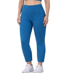 IUGA Teal Compression Athletic Leggings with Side Pockets Full Length 27" Size M